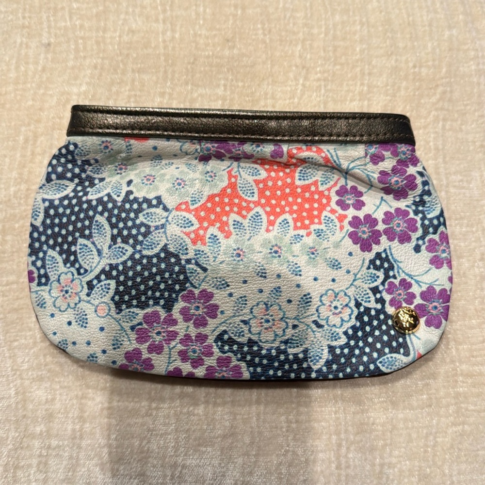 leather front suede back small clutch
